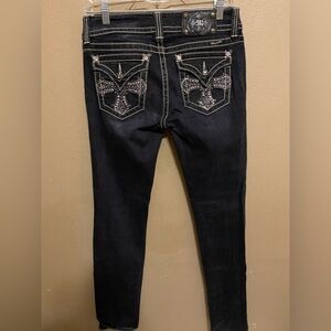 Miss Me Women's Black Embellished Skinny Jeans Size 29 Length 33”